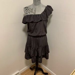 LC Gunmetal Grey One Shoulder Dress sz 16